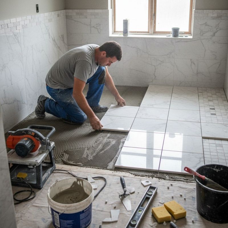 White Marble Tile Installation in Alpharetta, GA